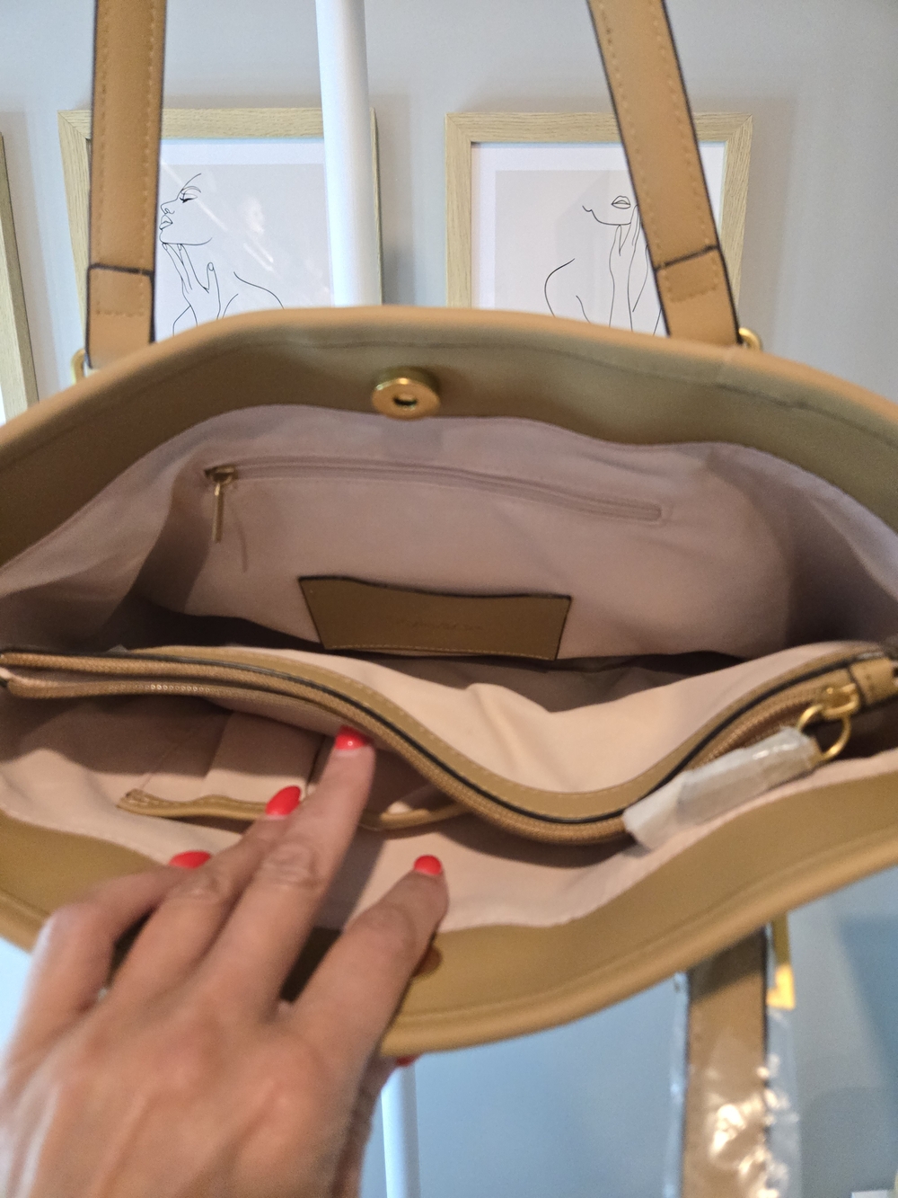 Style & Co. Natural Straw Tote with Tan Trim and Zip Pocket - Picture 10 of 16